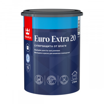Краска моющаяся для влажных помещний EURO EXTRA-20 0,9л ТИККУРИЛА