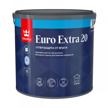 Краска моющаяся для влажных помещний EURO EXTRA-20 2,7л ТИККУРИЛА