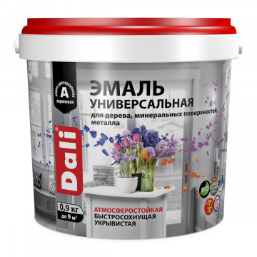 Эмаль акриловая универсальная полуматовая черная 0,9кг DALI