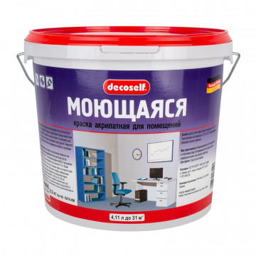 Краска моющаяся белая Decoself морозостойкая 6,5кг ПУФАС