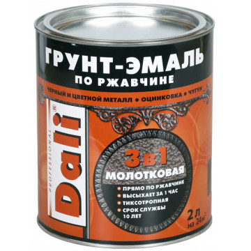 Грунт-эмаль по ржавчине молотковая коричневая 0,75л DALI