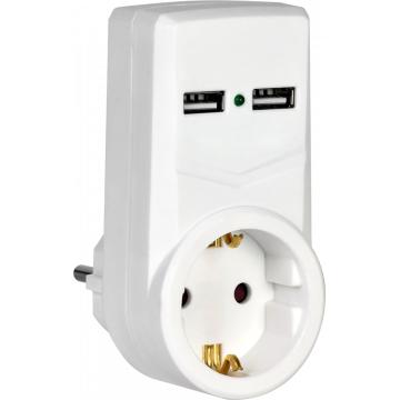 Адаптер Т-01/01 1розетка 2 USB 2,1A белый IEK