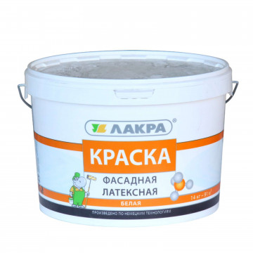 Краска латексная фасадная белая 3кг Лакра