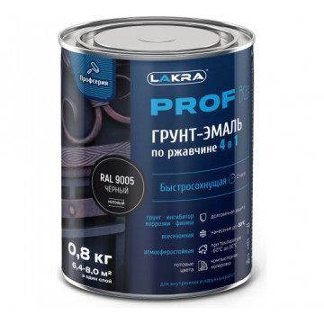 Грунт-эмаль 4 в 1 быстросохнущая черная 0,8кг ЛАКРА