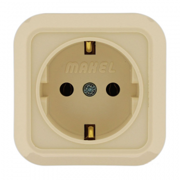 Розетка МАКЕЛ 1-м ОУ с/з 16А 230В кремовая IP20