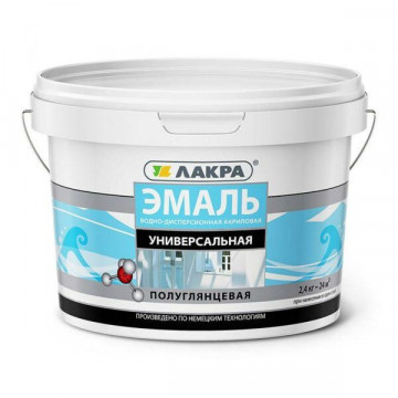 Эмаль акриловая универсальная белый полуглянец 2,4кг ЛАКРА