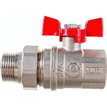 Кран шаровый латунный PREMIUM для воды с америк. 3/4" ВН-НР бабочка