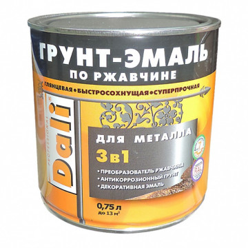 Грунт-эмаль по ржавчине 3 в 1 желтая 2л DALI