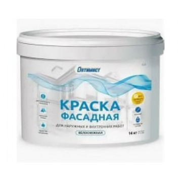 Краска фасадная для внутр. и наруж. работ белоснежная ЗИМНЯЯ F311 14кг Оптимист