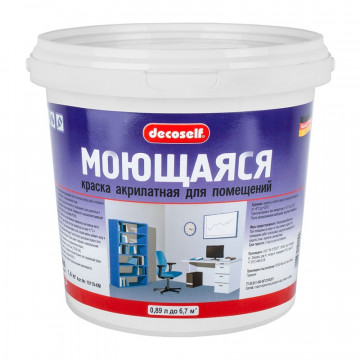 Краска моющаяся белая Decoself морозостойкая 1,4кг ПУФАС